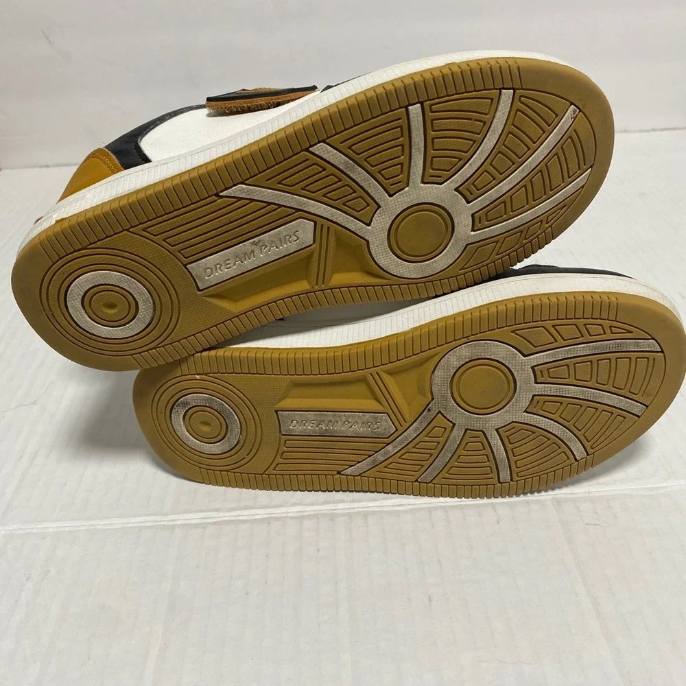 Dream Pairs Kids Sneakers Black White Mustard Yellow Size 1 Hook Loop Streetwear